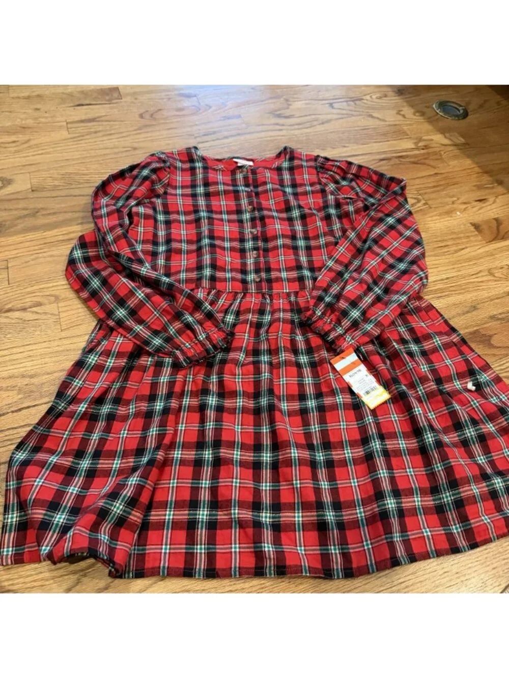 Cat & Jack Girls Red Plaid Christmas Dress XL 14/16 New